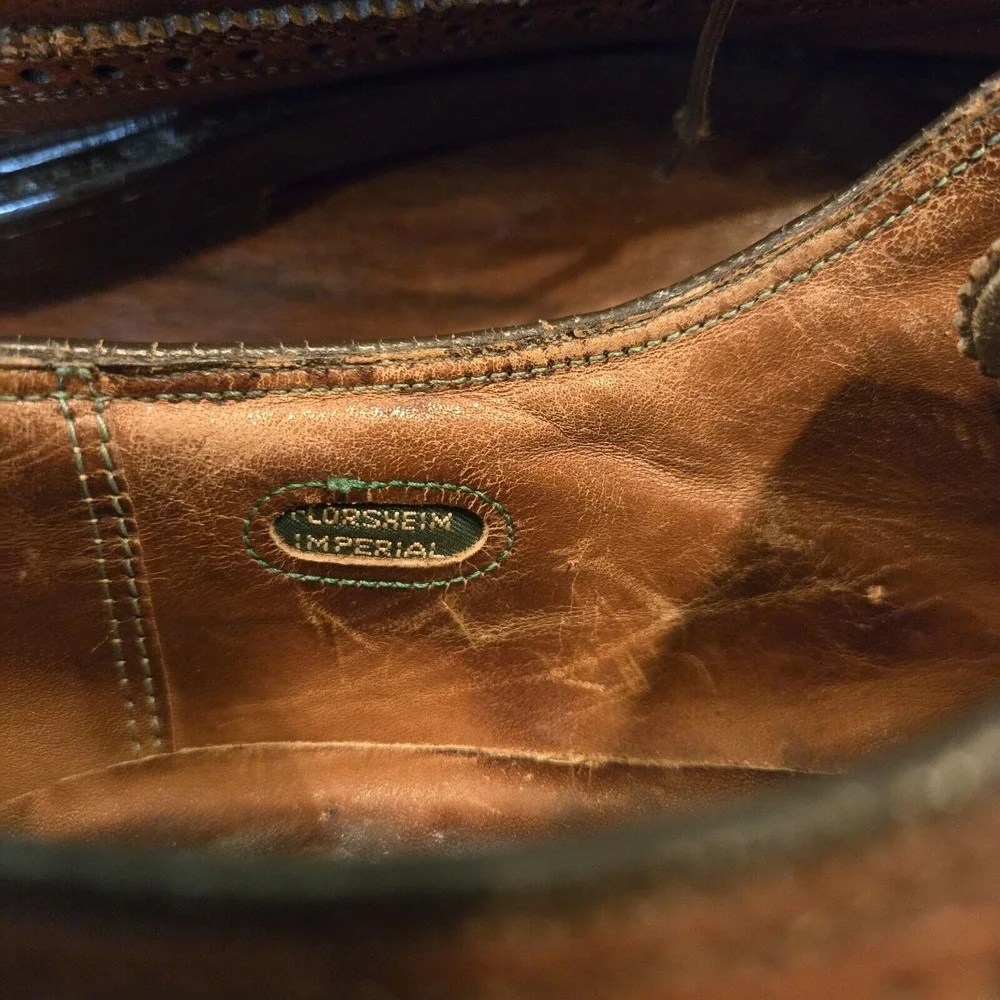 Vtg Florsheim Imperial Shoes Leather Wing-Tip‎ Brown 610750 Mens 11D